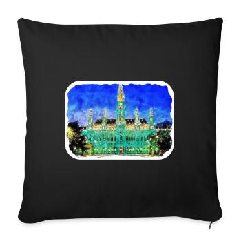 Vienna Austria Watercolor Sketch Illustration - Sofa pillowcase 17,3'' x 17,3'' (45 x 45 cm) - black - Front