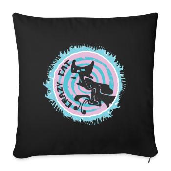 Unusual cat design - Sofa pillowcase 17,3'' x 17,3'' (45 x 45 cm) - black - Front