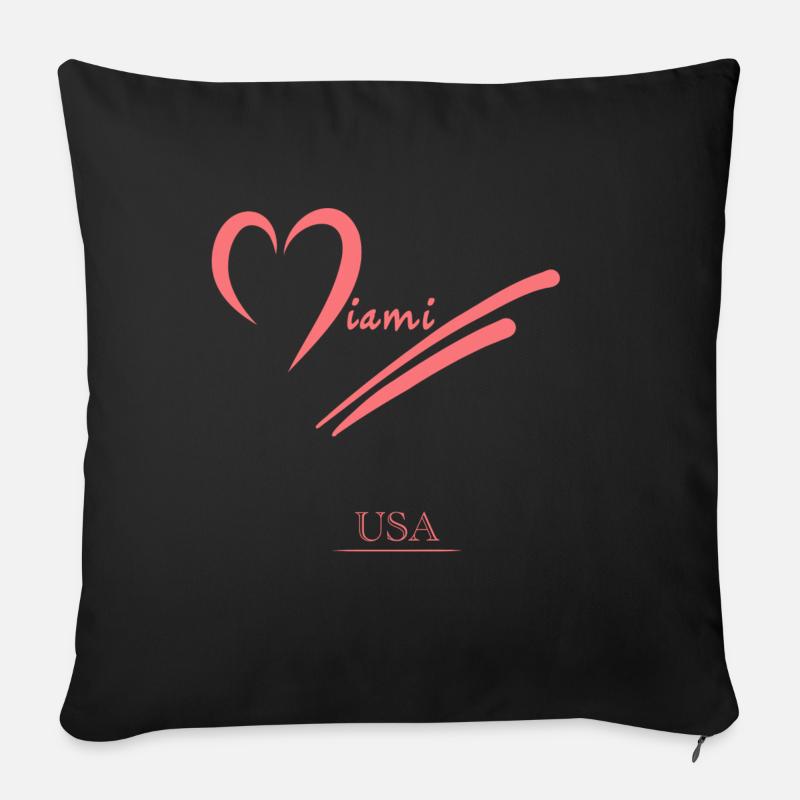 Miami Design - Rose - Housse de coussin décorative 45 x 45 cm - noir