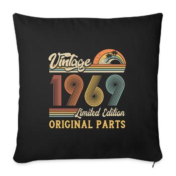 Vintage 1969 limited edition original parts - Sofa pillowcase 17,3'' x 17,3'' (45 x 45 cm) - black - Front