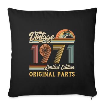 Vintage 1971 limited edition original parts - Sofa pillowcase 17,3'' x 17,3'' (45 x 45 cm) - black - Front
