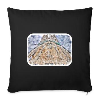 Spain Watercolor Sketch Hand Drawn Illustration - Sofa pillowcase 17,3'' x 17,3'' (45 x 45 cm) - black - Front