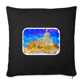 Spain Watercolor Sketch Hand Drawn Illustration - Sofa pillowcase 17,3'' x 17,3'' (45 x 45 cm) - black - Front