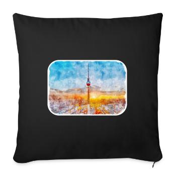 Berlin Allemagne Aquarelle Esquisse Dessinée Peinture - Housse de coussin décorative 45 x 45 cm - noir - Devant