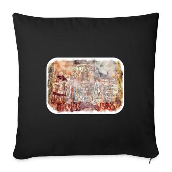 Rome Italie Aquarelle Esquisse Peinture Illustration - Housse de coussin décorative 45 x 45 cm - noir - Devant