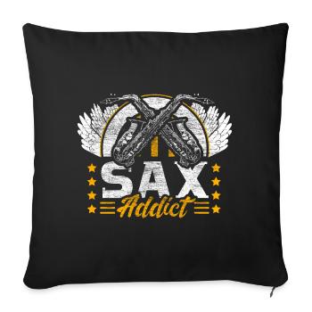 Saxophone Jazz Music Idée Cadeau - Housse de coussin décorative 45 x 45 cm - noir - Devant
