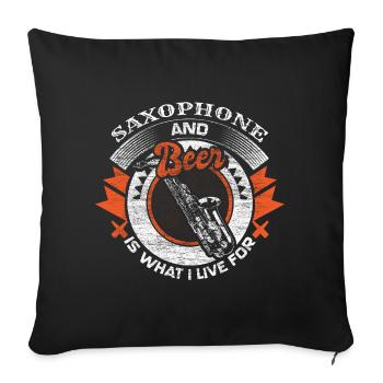 Saxophone Jazz Musicien Cadeau - Housse de coussin décorative 45 x 45 cm - noir - Devant
