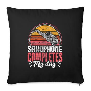 Saxophone Blues Concert Cadeau - Housse de coussin décorative 45 x 45 cm - noir - Devant