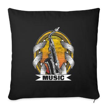 Saxophone Saxophoniste Musique Idée Cadeau - Housse de coussin décorative 45 x 45 cm - noir - Devant