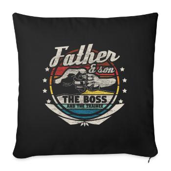 Vater und Sohn Eltern Dad Geschenkidee - Sofakissenbezug 45 x 45 cm - Schwarz - Vorne
