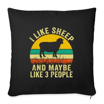 I like sheep and maybe 3 people - Sofa pillowcase 17,3'' x 17,3'' (45 x 45 cm) - black - Front