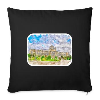Vienne Autriche Aquarelle Esquisse Peinture - Housse de coussin décorative 45 x 45 cm - noir - Devant