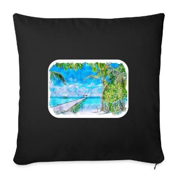 Maldives Watercolor Sketch Hand Drawn Illustration - Sofa pillowcase 17,3'' x 17,3'' (45 x 45 cm) - black - Front