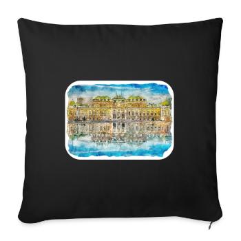Autriche Aquarelle Esquisse Dessinée à la main Illustration - Housse de coussin décorative 45 x 45 cm - noir - Devant
