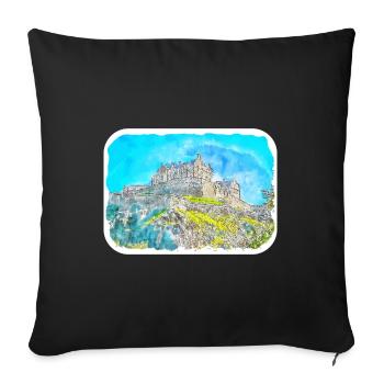Edinburgh Schottland UK Aquarell Skizze gezeichnet Schmerz - Sofakissenbezug 45 x 45 cm - Schwarz - Vorne
