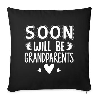 We become grandparents, We become grandma and grandpa - Sofa pillowcase 17,3'' x 17,3'' (45 x 45 cm) - black - Front