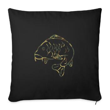 Pêcheur de carpe Pêcheur Pêcheur Pêche Camouflage - Housse de coussin décorative 45 x 45 cm - noir - Devant