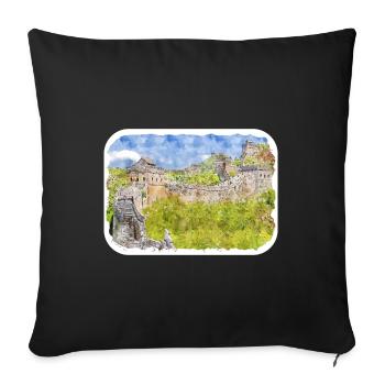 Beijing Chine Aquarelle Esquisse Dessin Dessiné - Housse de coussin décorative 45 x 45 cm - noir - Devant