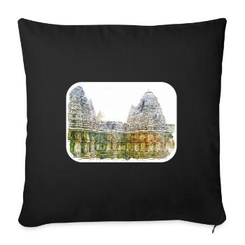India Landmark Watercolor Sketch Paint Illustratio - Sofa pillowcase 17,3'' x 17,3'' (45 x 45 cm) - black - Front