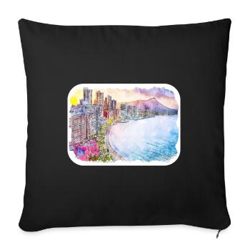 Marrakesch Marokko Aquarell Skizze gezeichnet Paintin - Sofakissenbezug 45 x 45 cm - Schwarz - Vorne