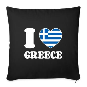 J’aime la Grèce Grèce Drapeau grec Cœur - Housse de coussin décorative 45 x 45 cm - noir - Devant