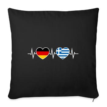 German Greek German Greek Two Hearts ECG - Sofa pillowcase 17,3'' x 17,3'' (45 x 45 cm) - black - Front
