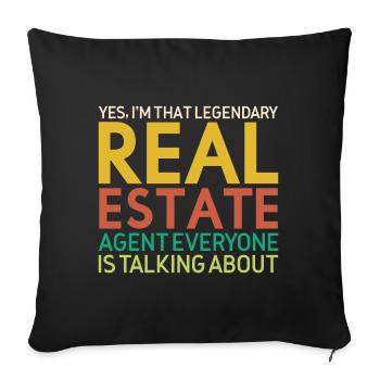 Agent immobilier Courtier Profession Immobilier - Housse de coussin décorative 45 x 45 cm - noir - Devant