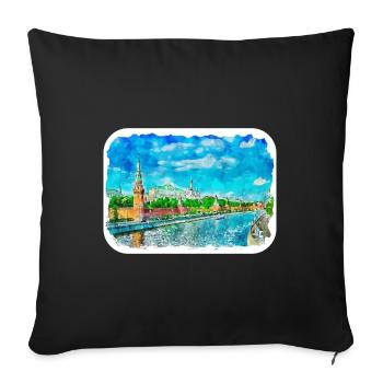 Moscow Russia Watercolor Sketch Drawn Painting - Sofa pillowcase 17,3'' x 17,3'' (45 x 45 cm) - black - Front