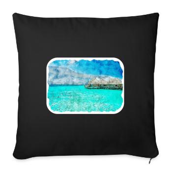 Maldives Watercolor Sketch Hand Drawn Illustration - Sofa pillowcase 17,3'' x 17,3'' (45 x 45 cm) - black - Front