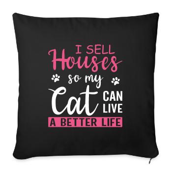Agent immobilier Courtier Profession Immobilier - Housse de coussin décorative 45 x 45 cm - noir - Devant