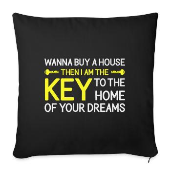 Agent immobilier Courtier Profession Immobilier - Housse de coussin décorative 45 x 45 cm - noir - Devant