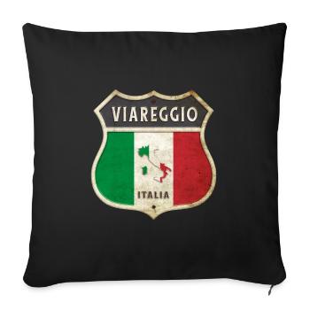 Viareggio Italie Armoiries Drapeaux Design - Housse de coussin décorative 45 x 45 cm - noir - Devant