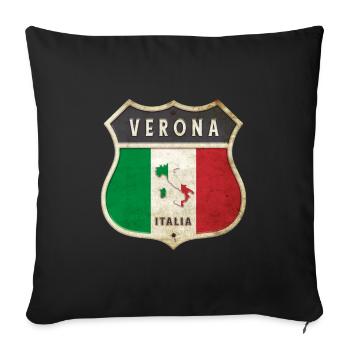 Vérone Italie Armoiries Drapeaux Design - Housse de coussin décorative 45 x 45 cm - noir - Devant