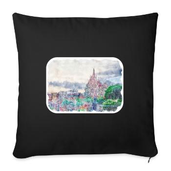 San Miguel De Allende Mexico Watercolor Sketch Dra - Sofa pillowcase 17,3'' x 17,3'' (45 x 45 cm) - black - Front