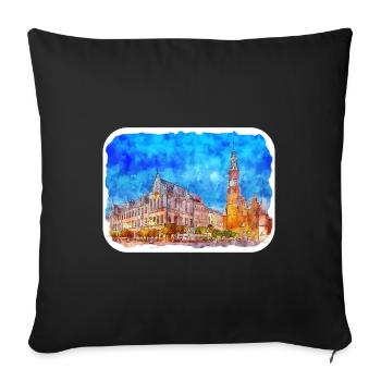 Krakau Polen Aquarell Skizze Illustration - Sofakissenbezug 45 x 45 cm - Schwarz - Vorne