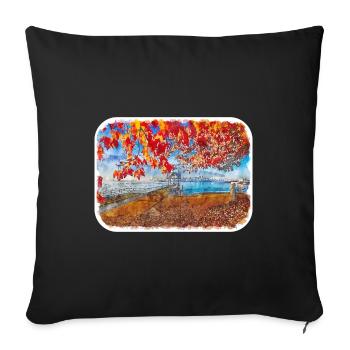 Vancouver Canada Aquarelle Sketch Illustration - Housse de coussin décorative 45 x 45 cm - noir - Devant