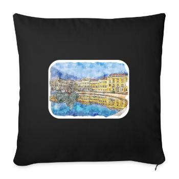 Vienna Austria Watercolor Sketch Painting - Sofa pillowcase 17,3'' x 17,3'' (45 x 45 cm) - black - Front