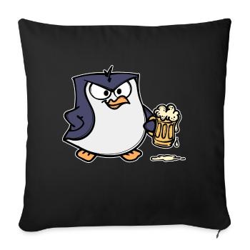 Lustig Pinguin Vogel Zoo Tier Seevogel Bier - Sofakissenbezug 45 x 45 cm - Schwarz - Vorne