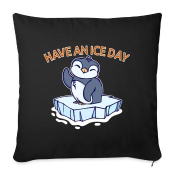 Antarctique Ice Cold Penguin Déclaration Oiseau de mer - Housse de coussin décorative 45 x 45 cm - noir - Devant