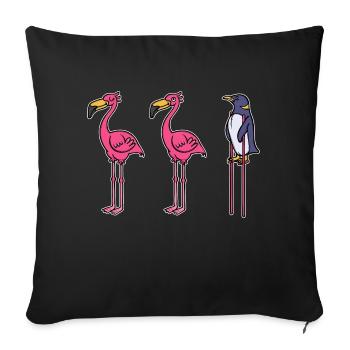 Drôle d’animal Pingouin Oiseau de mer Zoo Oiseau - Housse de coussin décorative 45 x 45 cm - noir - Devant