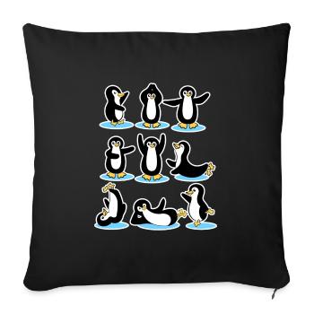 Patinage sur glace cool Antarctique Pingouin Oiseaux glacés - Housse de coussin décorative 45 x 45 cm - noir - Devant
