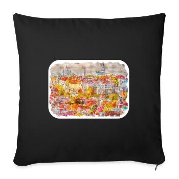 Tallinn Estonia Watercolor Sketch Drawn Illustrati - Sofa pillowcase 17,3'' x 17,3'' (45 x 45 cm) - black - Front