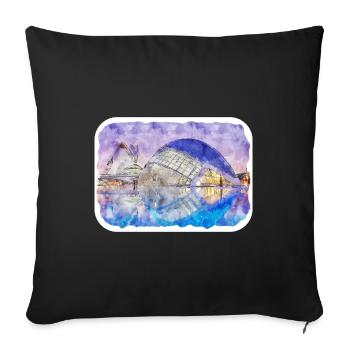 Spain Watercolor Sketch Hand Drawn Illustration - Sofa pillowcase 17,3'' x 17,3'' (45 x 45 cm) - black - Front