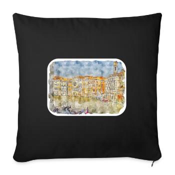 Italy Watercolor Sketch Hand Drawn Illustration - Sofa pillowcase 17,3'' x 17,3'' (45 x 45 cm) - black - Front