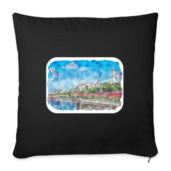 Moscow Russia Watercolor Sketch Illustration - Sofa pillowcase 17,3'' x 17,3'' (45 x 45 cm) - black - Front