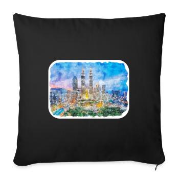 Malaisie Aquarelle Esquisse Dessinée à la Main Illustration - Housse de coussin décorative 45 x 45 cm - noir - Devant