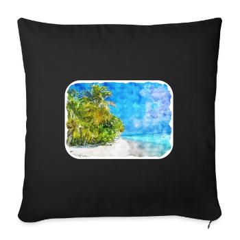Maldives Watercolor Sketch Hand Drawn Illustration - Sofa pillowcase 17,3'' x 17,3'' (45 x 45 cm) - black - Front
