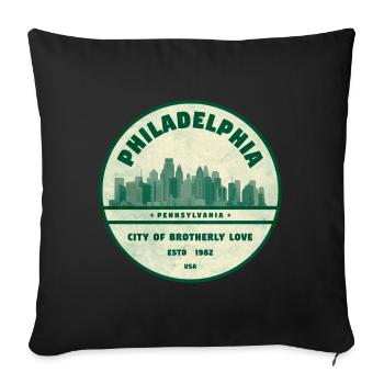 Philadelphia Skyline Vintage Abzeichen - Sofakissenbezug 45 x 45 cm - Schwarz - Vorne