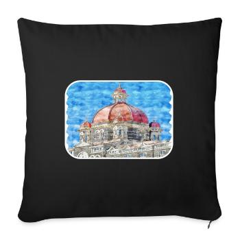 Mumbai Inde Aquarelle Esquisse Dessinée Peinture - Housse de coussin décorative 45 x 45 cm - noir - Devant