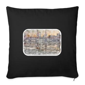 Berlin Allemagne Aquarelle Croquis Dessiné Peinture - Housse de coussin décorative 45 x 45 cm - noir - Devant